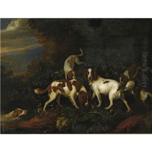 Spaniels In A Wooded Landscape Spaniels In A Wooded Landscape