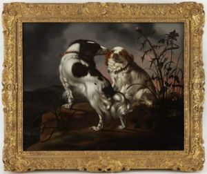 Cavalier King Charles Et Epagneul Dans Un Paysage Rocheux Cavalier King Charles Et Epagneul Dans Un Paysage Rocheux