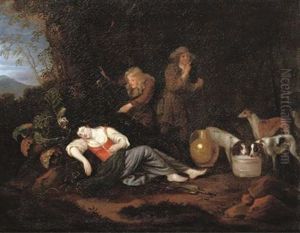 Two Hunters Teasing A Sleeping Milkmaid Two Hunters Teasing A Sleeping Milkmaid