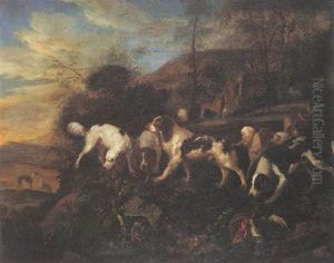 Meute De Chiens De Chasse A Courre by Adriaen Cornelisz Beeldemaker
