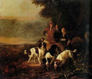 Men With A Lurcher And Spaniels By A Pool On A Heath Men With A Lurcher And Spaniels By A Pool On A Heath
