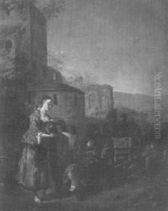 Rebekka Und Elieser Am Brunnen by Adriaen Cornelisz Beeldemaker
