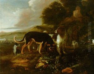 Landscape With Dogs by Adriaen Cornelisz Beeldemaker