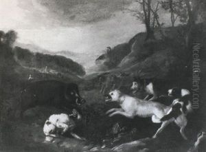 Dogs Attacking A Boar