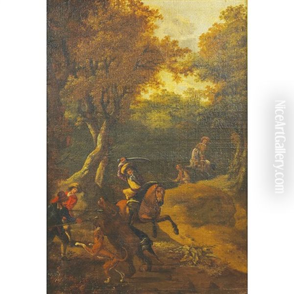 Hunting Scene In The Forest (boars Hunt) - view 1
