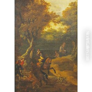 Hunting Scene In The Forest (boars Hunt)