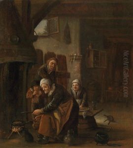Bauerliches Interieur Mit Vier Personen by Cornelis Beelt