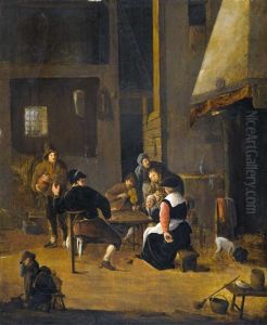 Schenkeninterieur Mit Heiterer Gesellschaft