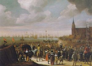 Villagers At A Port Welcoming The Return Of The Fleet