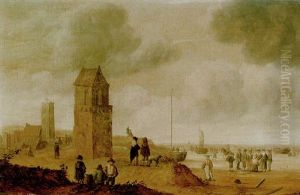 The Beach At Egmond-aan-zee by Cornelis Beelt