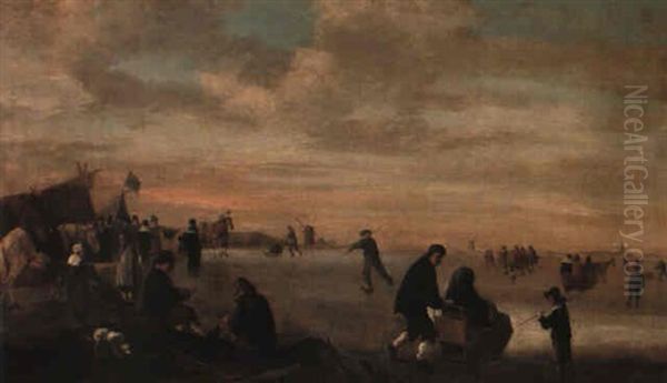 Winter Landscape With Peasants Skating - view 1