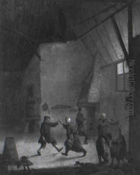 Peasant Couple Dancing In A Barn - view 1