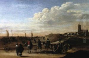 La Plage De Scheveningen Avec Personnages by Cornelis Beelt