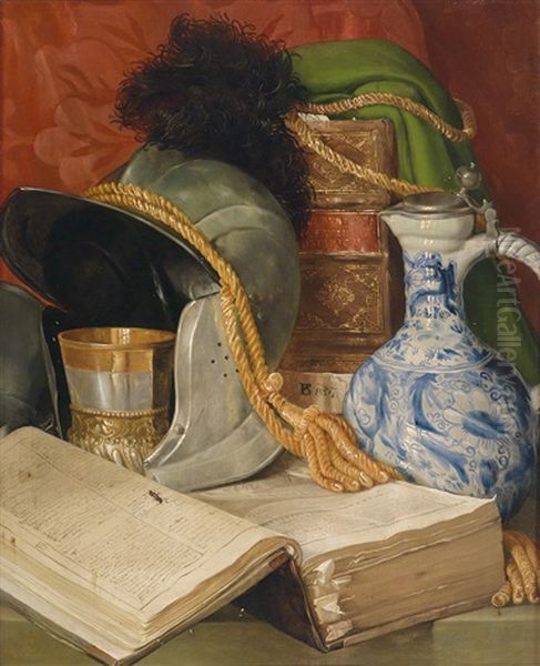 Stillleben Mit Folianten Und Helm - view 1