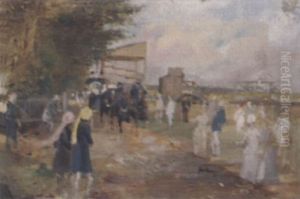 Arriving At The Races In A Horse And Carriage by John Axel (Alexander) Beer