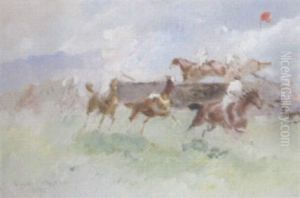 The Canal Turn, The Grand National, 1915 by John Axel (Alexander) Beer