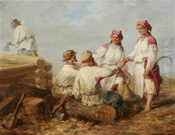 Russian Woodcutters At Rest - view 1