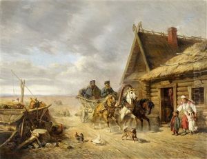 Russian Peasant Scene With A Speeding Troika