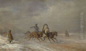 Troika In Winterlandschaft by Wilhelm Amandus Beer