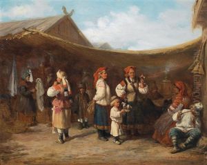 Russische Jahrmarktscene Aus Dem Gonv. Smolensk by Wilhelm Amandus Beer