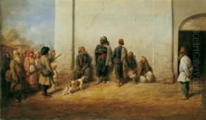 Die Ersten Gefangenen Turkischen Soldaten In Der Kreisstadt Dorogobush, Gouv. Smolensk by Wilhelm Amandus Beer