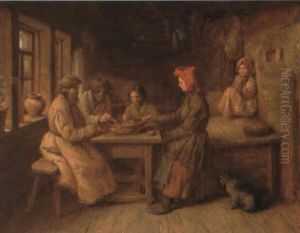 Rusische Bauernfamilie Bei Der Mahlzeit by Wilhelm Amandus Beer