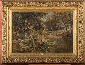 Biches Au Bord De L'eau En Foret by Euphrosine Beernaert