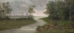 River View At Dusk by Jan van Beers