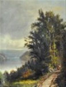 A Hudson River Scene - Possibly Near Constitution Island by Julie (Hart) Beers