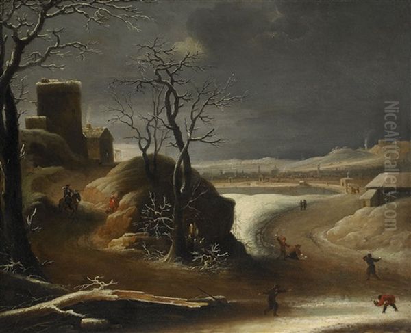 Vinterlandskap Med Figurer - view 1