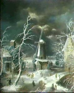 Belebtes Dorf Im Winter by Abraham Beerstraten
