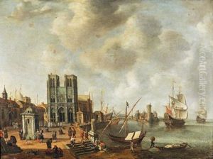 Vue Fantaisiste Avec Notre-dame Et La Tour De Nesle Dans Un Port Vue Fantaisiste Avec Notre-dame Et La Tour De Nesle Dans Un Port