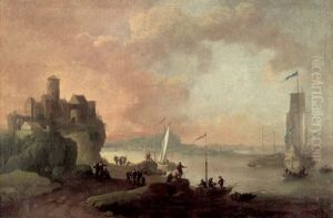 Capriccio Mit Einer Sudlichen Hafenstadt, In Der Bucht Eine Galeone Mit Gesetzten Segeln