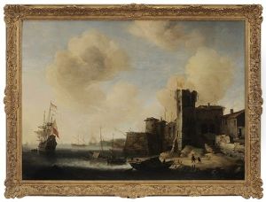 Mediterranean Harbor Scene by Jan Abrahamsz. Beerstraten