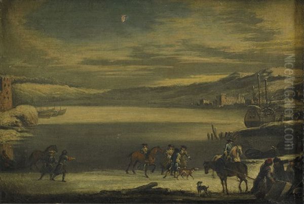 Vinterlandskap Med Ryttare - view 1