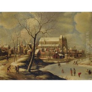 Winter Cityscape With Ice-skaters And Golfers by Jan Abrahamsz. Beerstraten