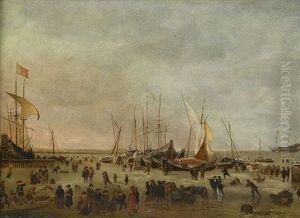 Hamn I Vinterskrud Med Skridskoakare