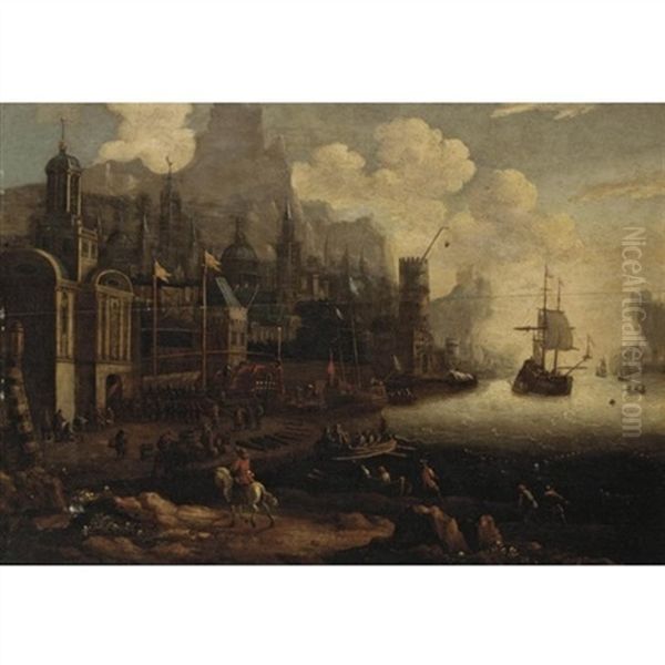A Mediterranean Harbour Scene - view 1