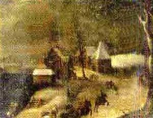 A Village In Winter With Townfolk And Riders In The Foreground A Village In Winter With Townfolk And Riders In The Foreground