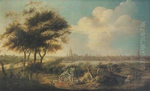 Promeneurs Et Cavalier Aux Abords De La Ville De Nimegue
