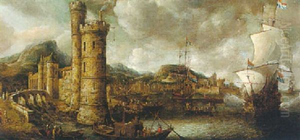 A Harbour Scene With Shipping At Anchor - view 1