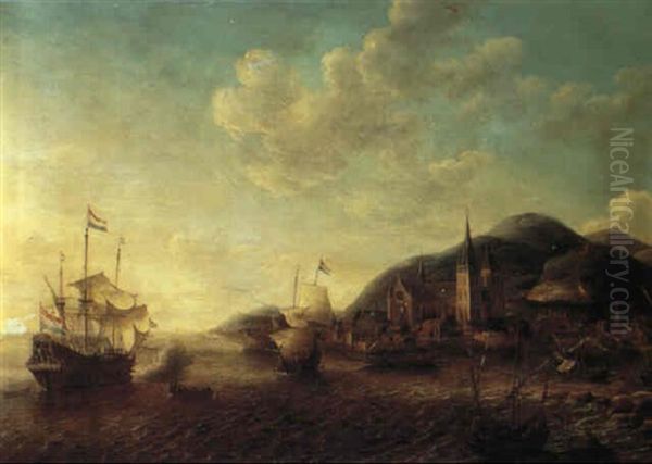 Coastal Landscape With A Port And Dutch Shipping - view 1