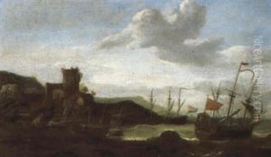 Bateaux Amarres Dans Un Baie by Jan Abrahamsz. Beerstraten