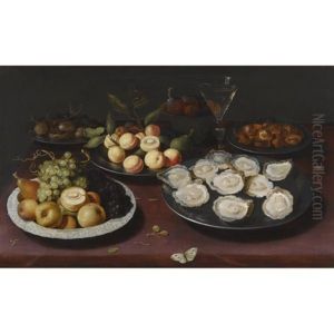 Still Life Of Fruit And A Plate Of Oysters by Osias, the Elder Beert