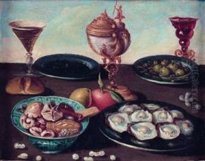 Nature Morte Aux Plat D'huitres Et Nautile Monte by Osias, the Elder Beert