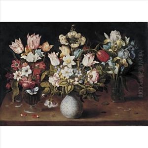 Still Life Of Three Floral Bouquets Resting On A Table Still Life Of Three Floral Bouquets Resting On A Table