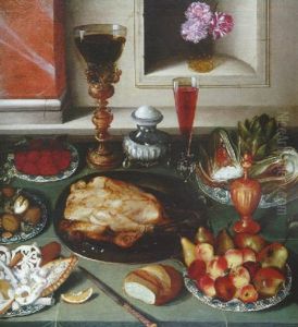 Nature Morte Aux Fruits, Friandises, Orfevrerie Et Deux Verres Sur Un Entablement Nature Morte Aux Fruits, Friandises, Orfevrerie Et Deux Verres Sur Un Entablement