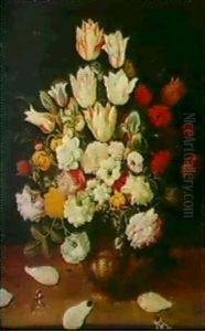 Vase De Fleurs Sur Un Entablement