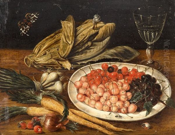 Still Life With Cherries, Vegetables And Glass - view 1