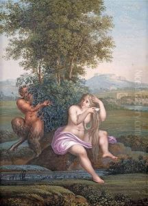 Faun And Nymph. by Carl Josef Alois Agricola